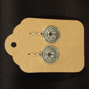 Boho round earrings with Diamond like center